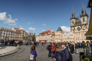 Tourietreff vor der Jahn Hus Statue